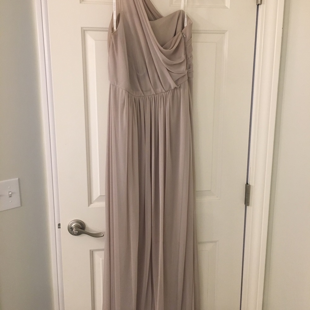 David’s Bridal One Shoulder Chiffon Mesh Dress